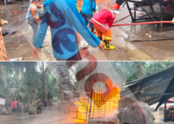 Belasan Jerigen Berisi BBM dan Pick Up Grand Max Terbakar